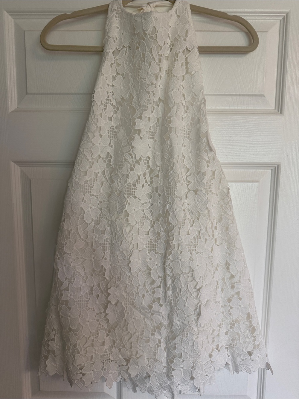 Hill House White Lace Halter Mini Dress